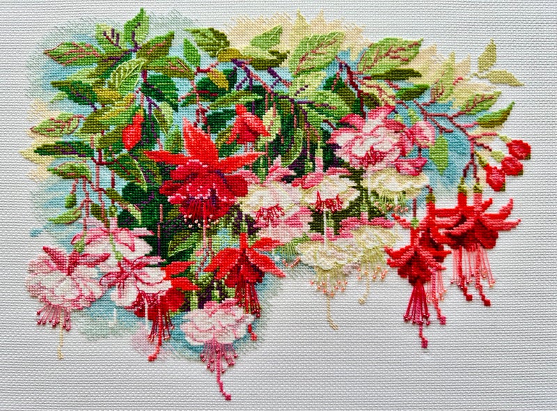 RIOLIS - Fuchsia 1398, Floral Cross Stitch Kits 15Â¾"x11Â¾, Cross Stitch Kits for Beginners & Advanced, Crossstitching Kits Adult, Counted Stitching Kits, Flowers Embroidery Kit - Image 4